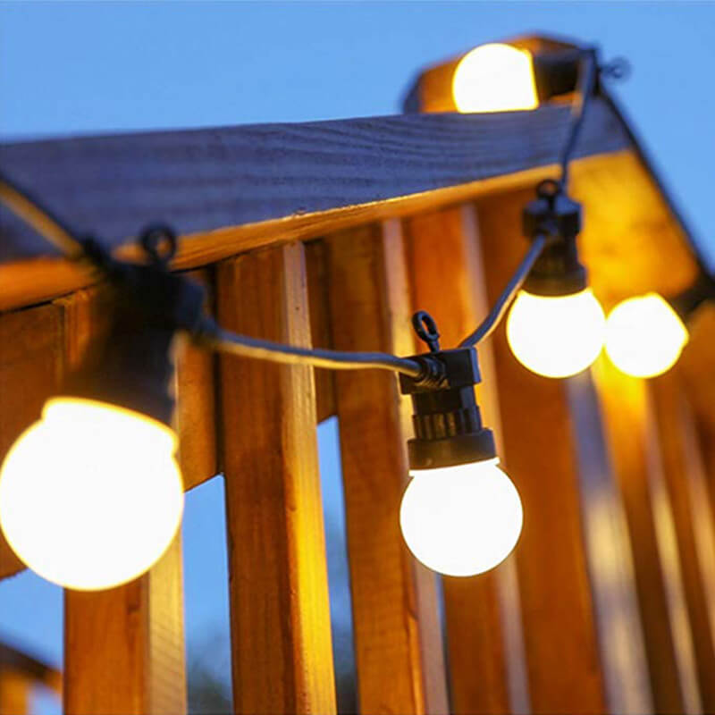 G50 Indoor Outdoor Patio String Lights With Globe Clear Glass Bulbs Connectable