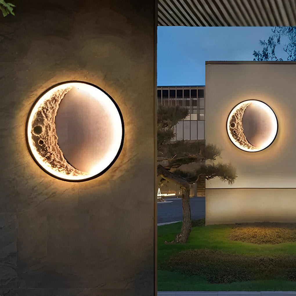 Crescent Led Light Round Resin Moon Crescent LED Hardwired Outdoor Wall Light