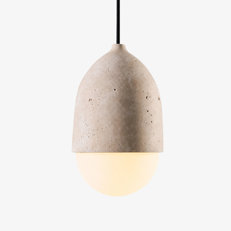 Travertin pendellampa i B-stil, 15 cm