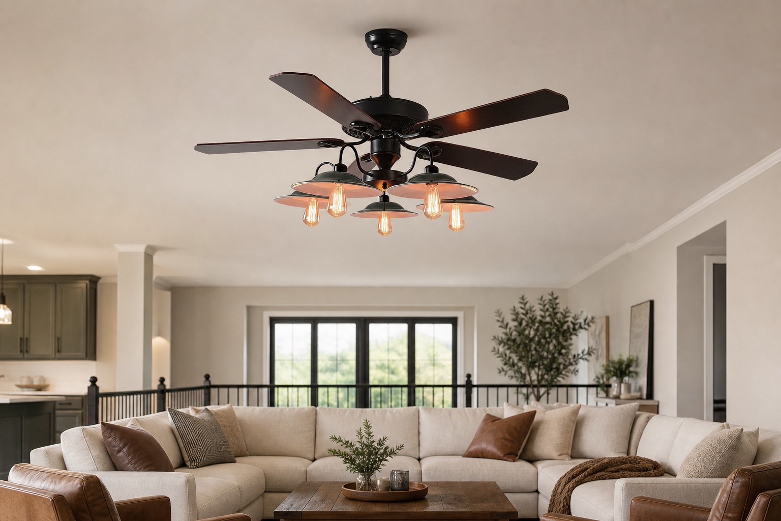Ceiling fan light installed in a living room