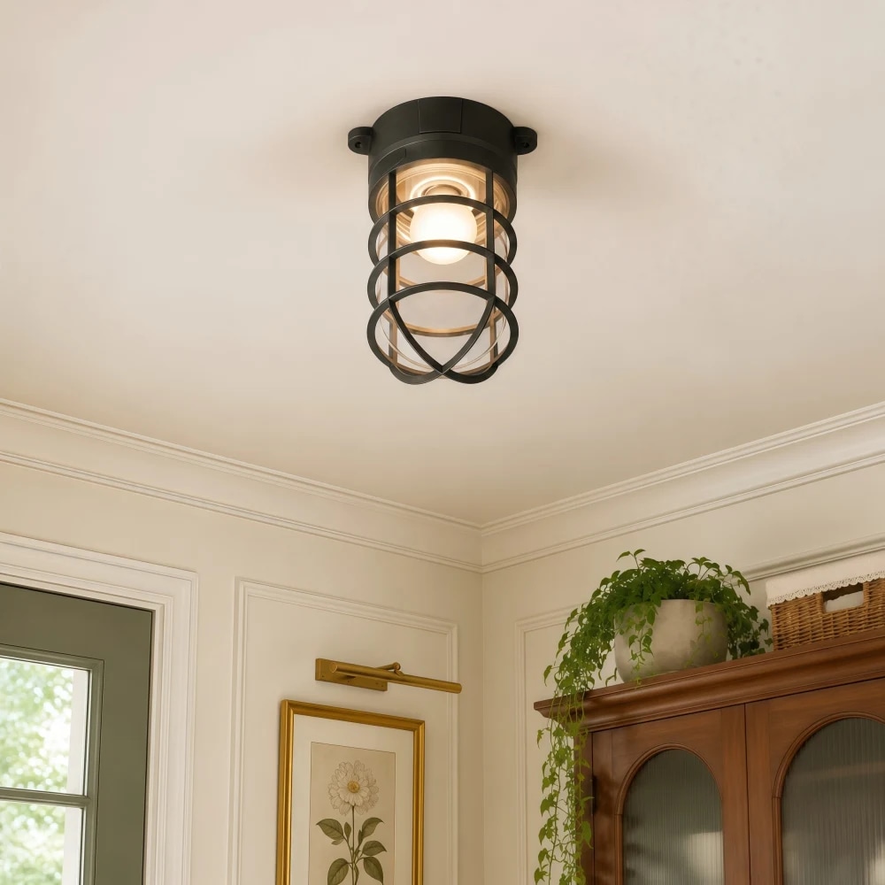 Cena de luz de teto em quarto aconchegante