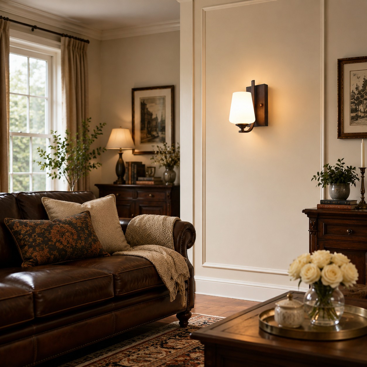 Wandlamp in een woonkamer
