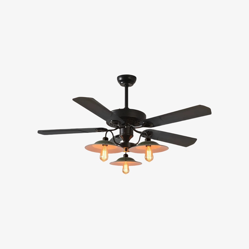 Iron blade 3-head industrial ceiling fan light