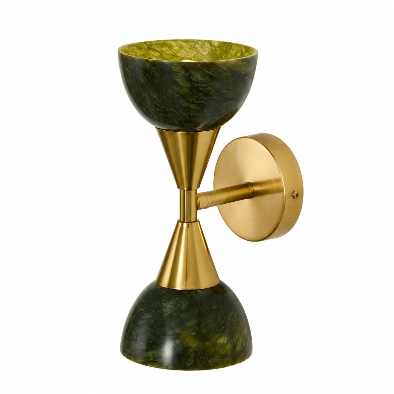 Vista do produto: aplique de parede verde jade e dourado