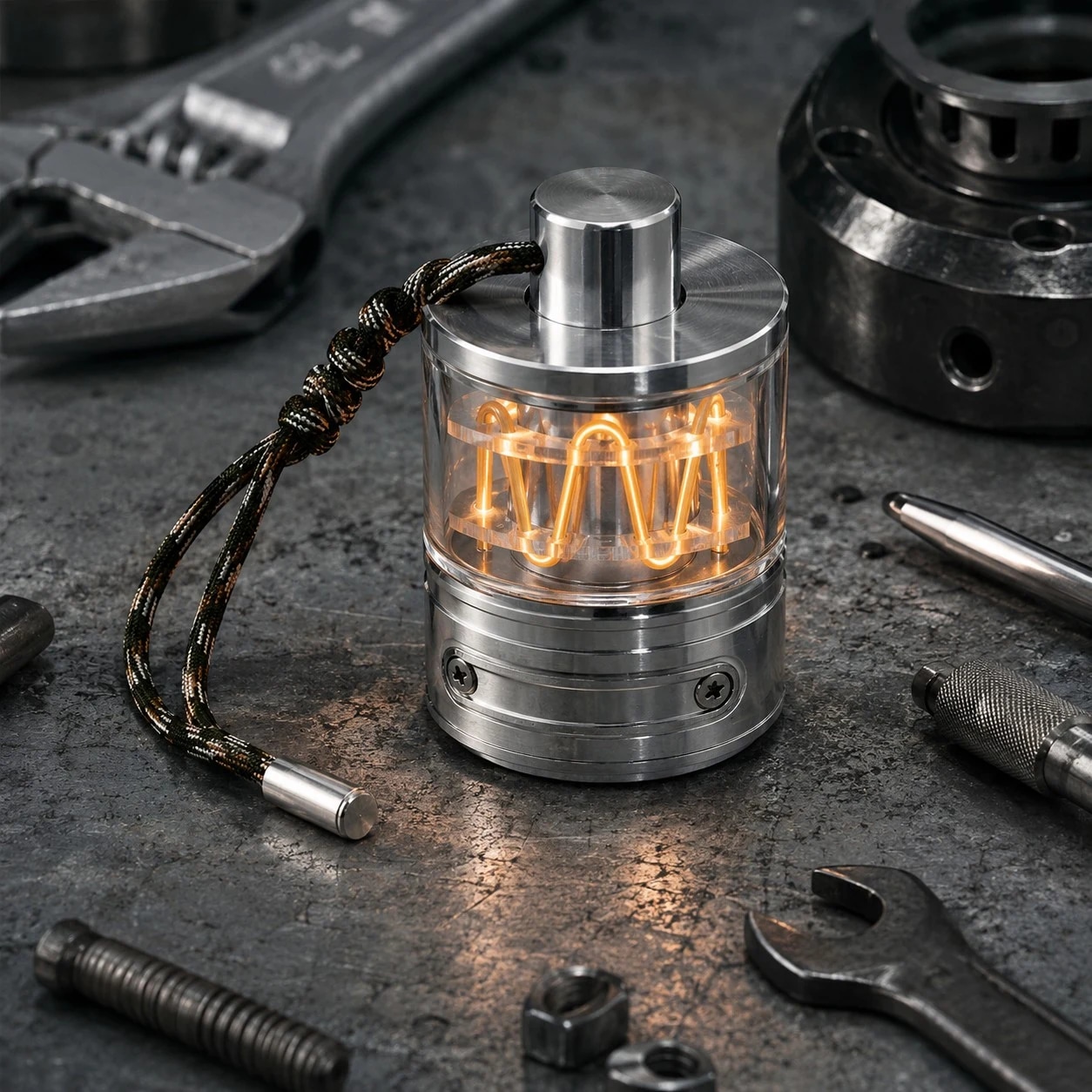 Lamp te zien in de buurt van gereedschap in de werkplaats