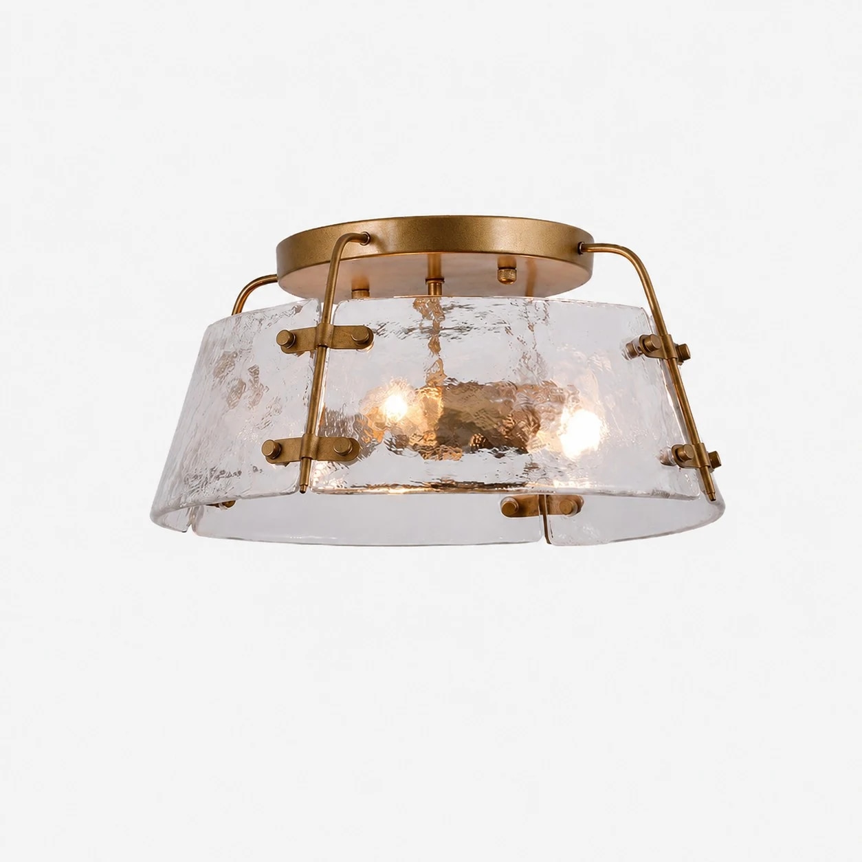 Lámpara de techo de hierro y cristal transparente de 38 cm SKU