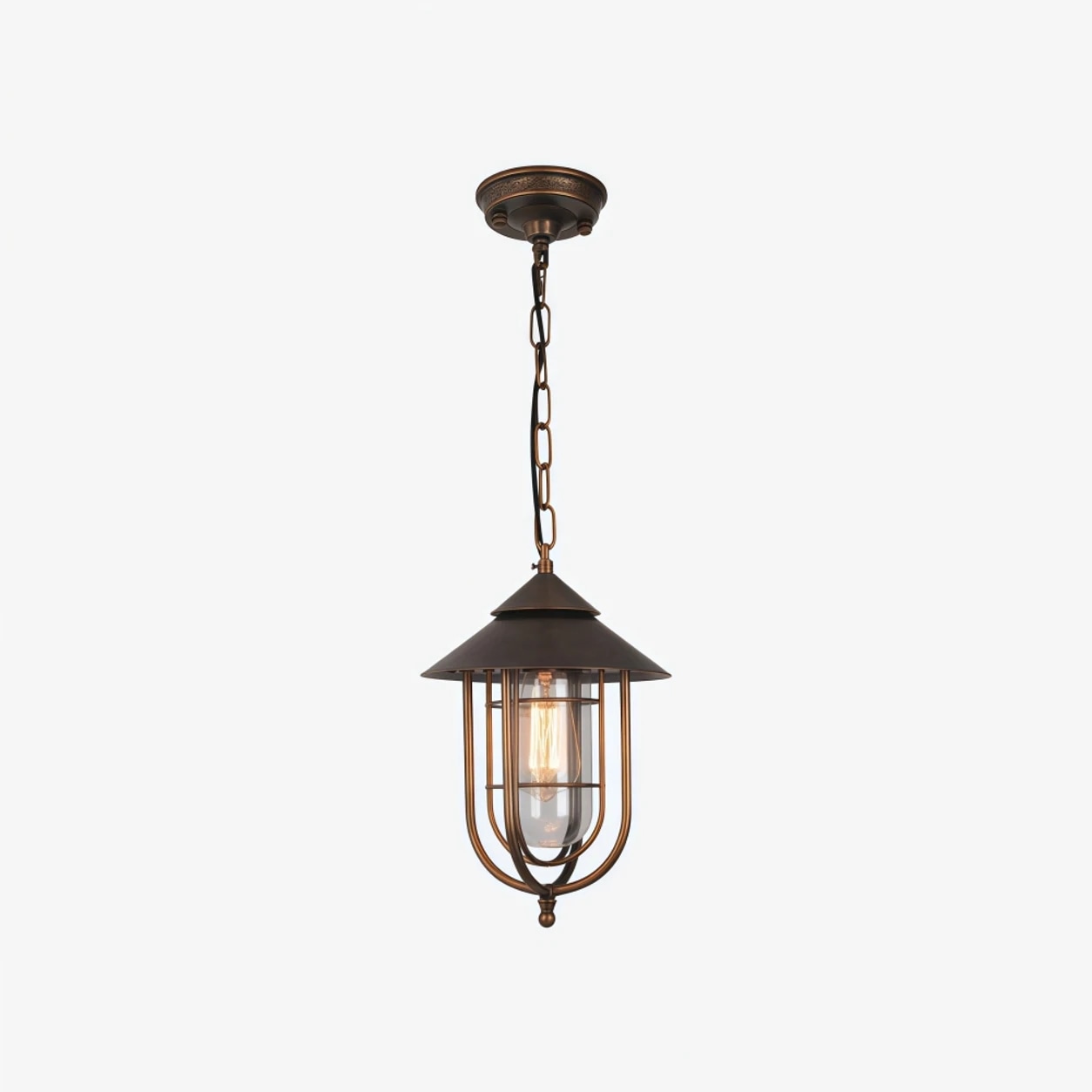 Luminária pendente Patnox com acabamento em bronze ferrugem