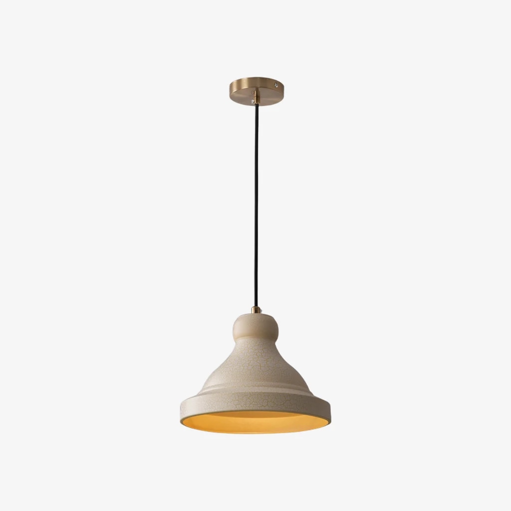 Lámpara colgante de cúpula de metal beige ∅ 12″ × H 6,7″ / Diámetro 30 cm × Altura 17 cm