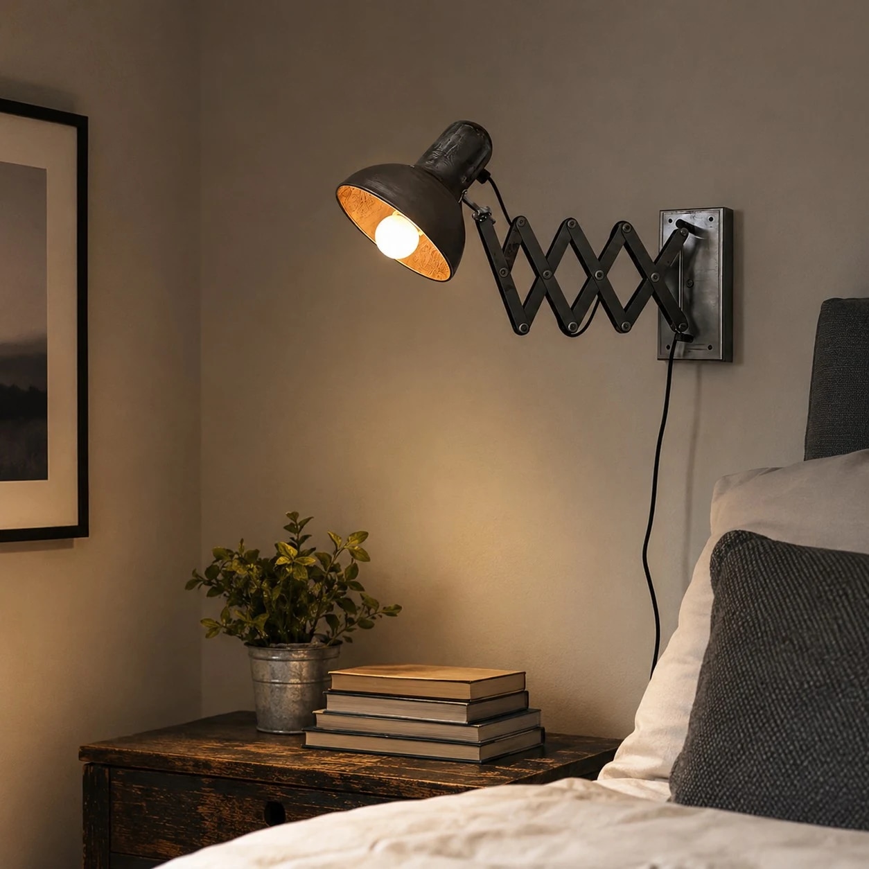 Industriële verstelbare wandlamp