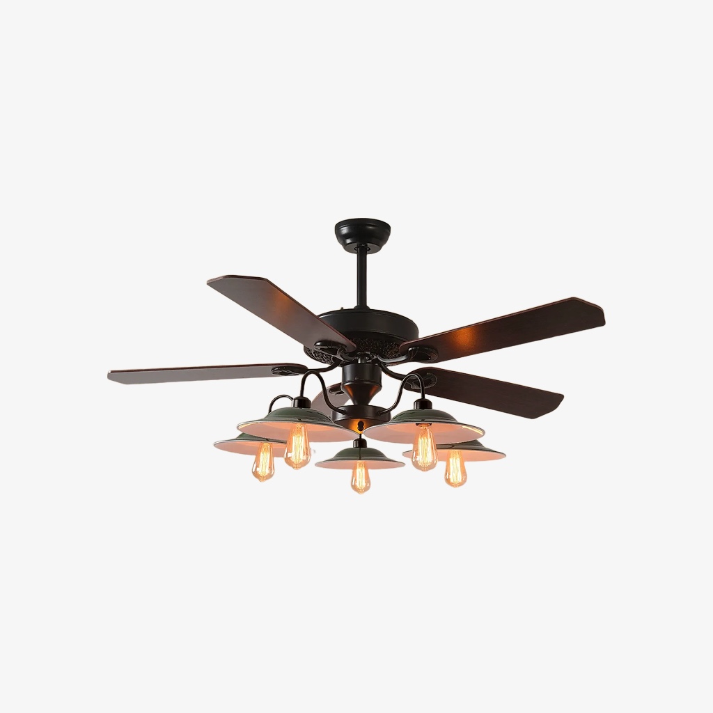 Wood blade 5-head industrial ceiling fan light