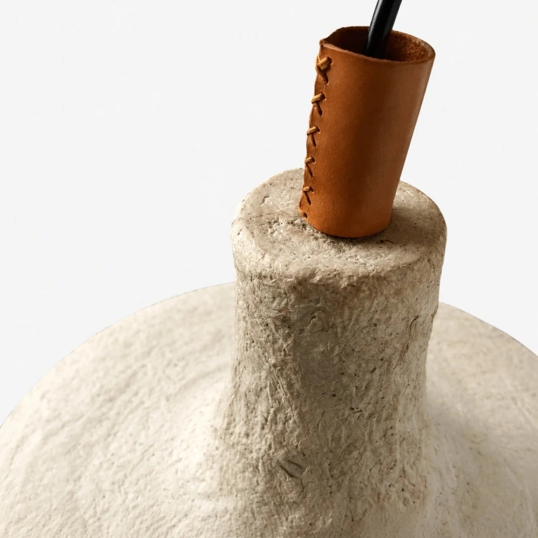 Lámpara colgante de papel de arroz blanquecino