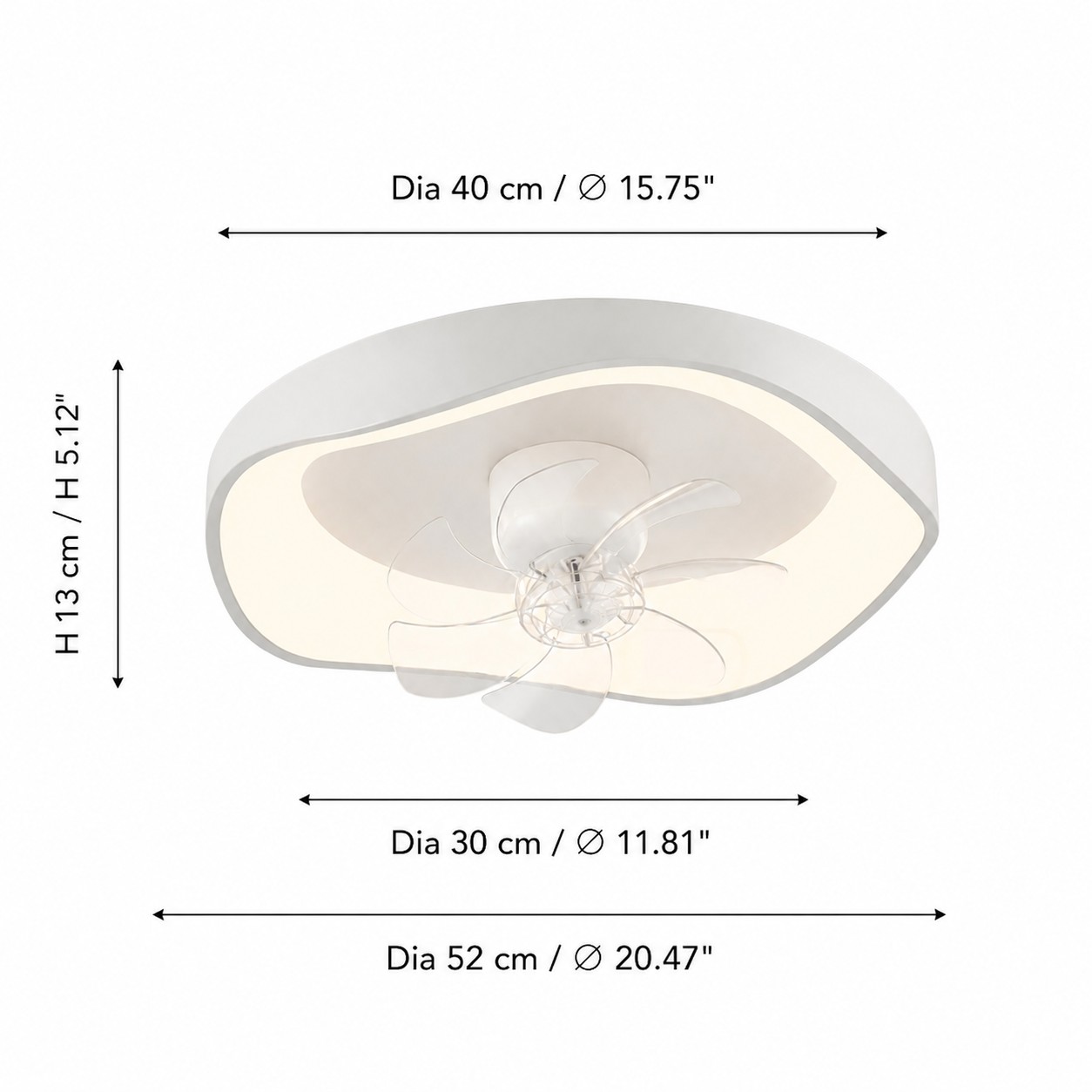 52 cm ceiling fan light size diagram