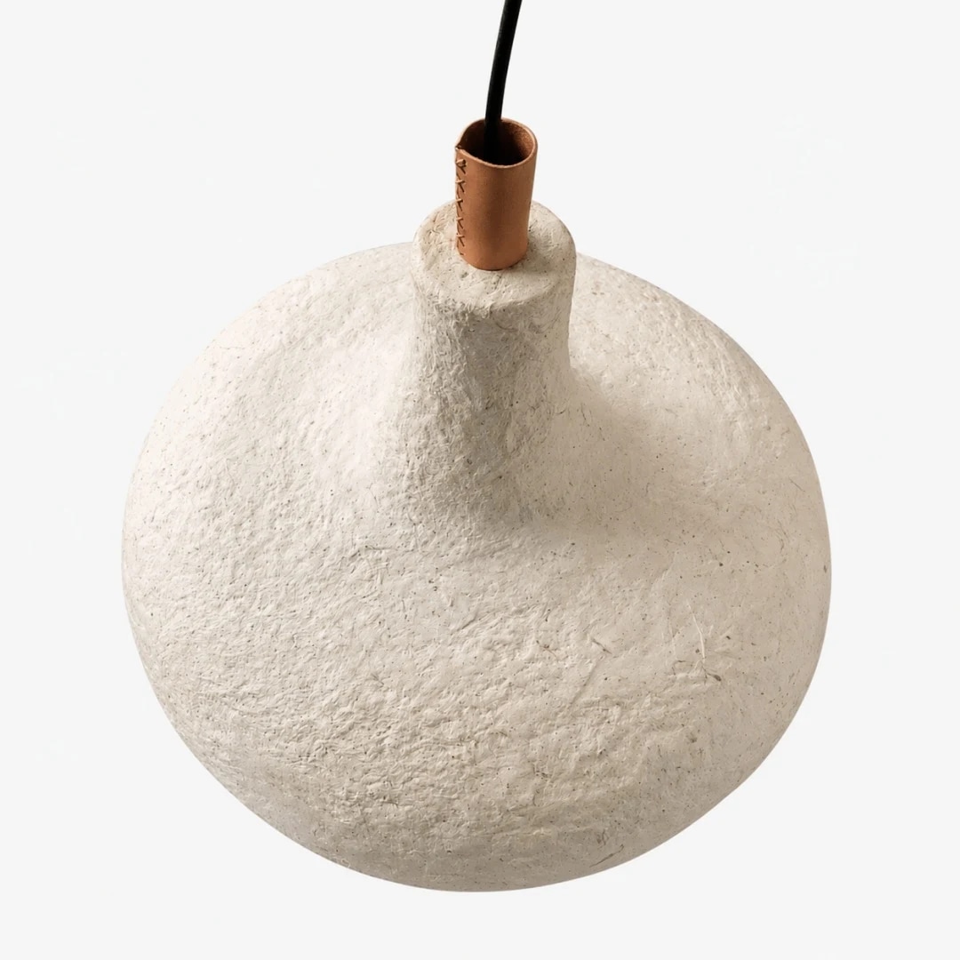 Lámpara colgante de papel de arroz blanquecino