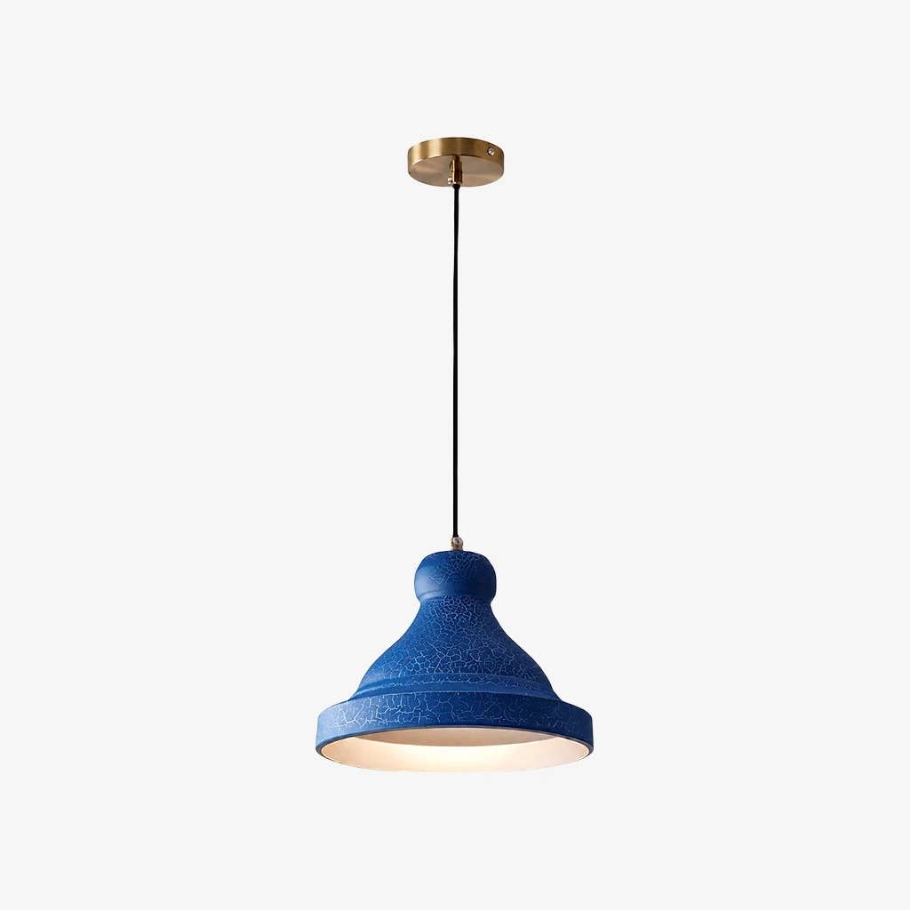 Lámpara colgante de cúpula de metal azul ∅ 12″ × H 6,7″ / Diámetro 30 cm × Altura 17 cm