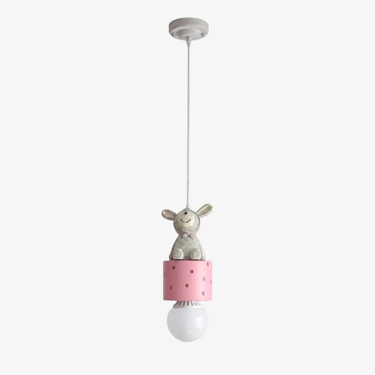 Suspension simple rose lapin