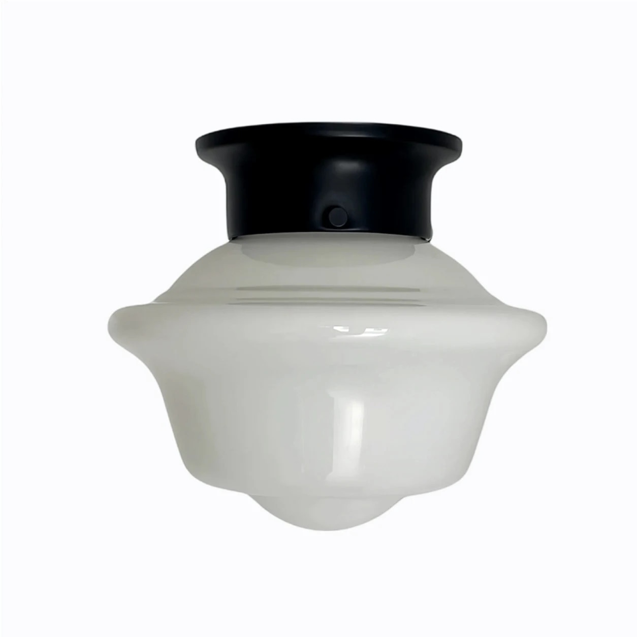 Lámpara de techo minimalista de cristal estilo L con acabado en negro.