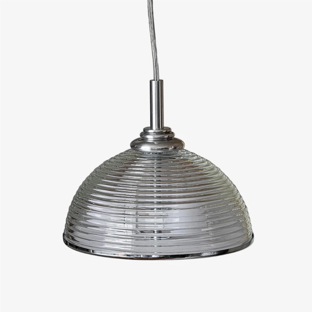 Clear ribbed glass pendant light SKU view