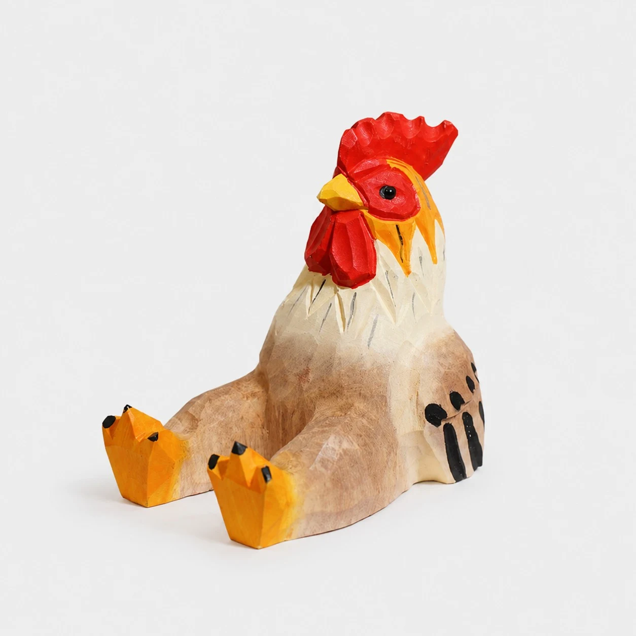 Rooster Hand-Carved Wooden Animal Phone Stand