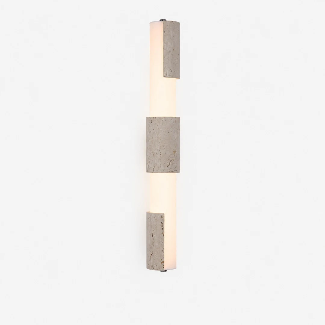 Tall yellow travertine acrylic wall lamp 60 cm product view