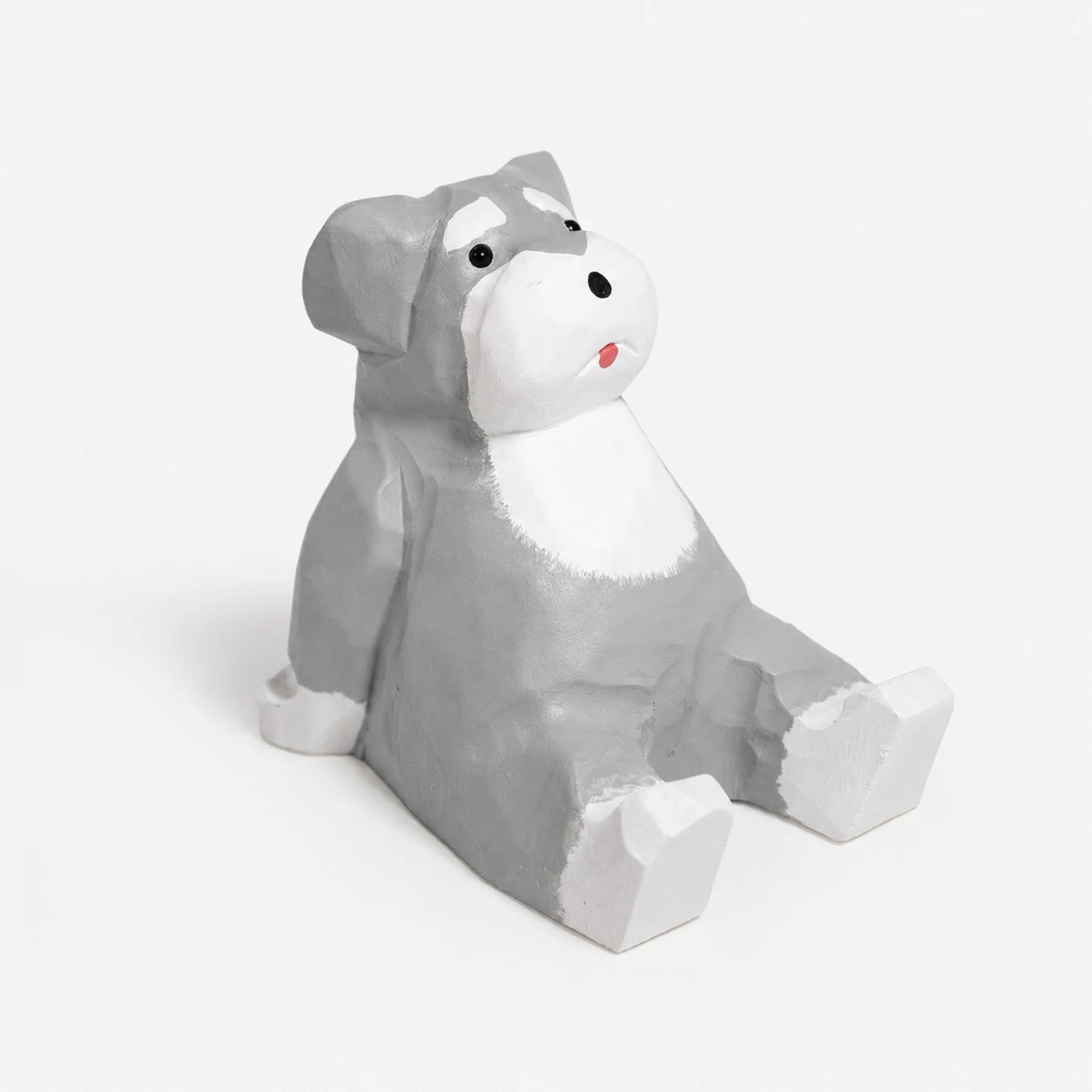 Schnauzer Dog Hand-Carved Wooden Animal Phone Stand