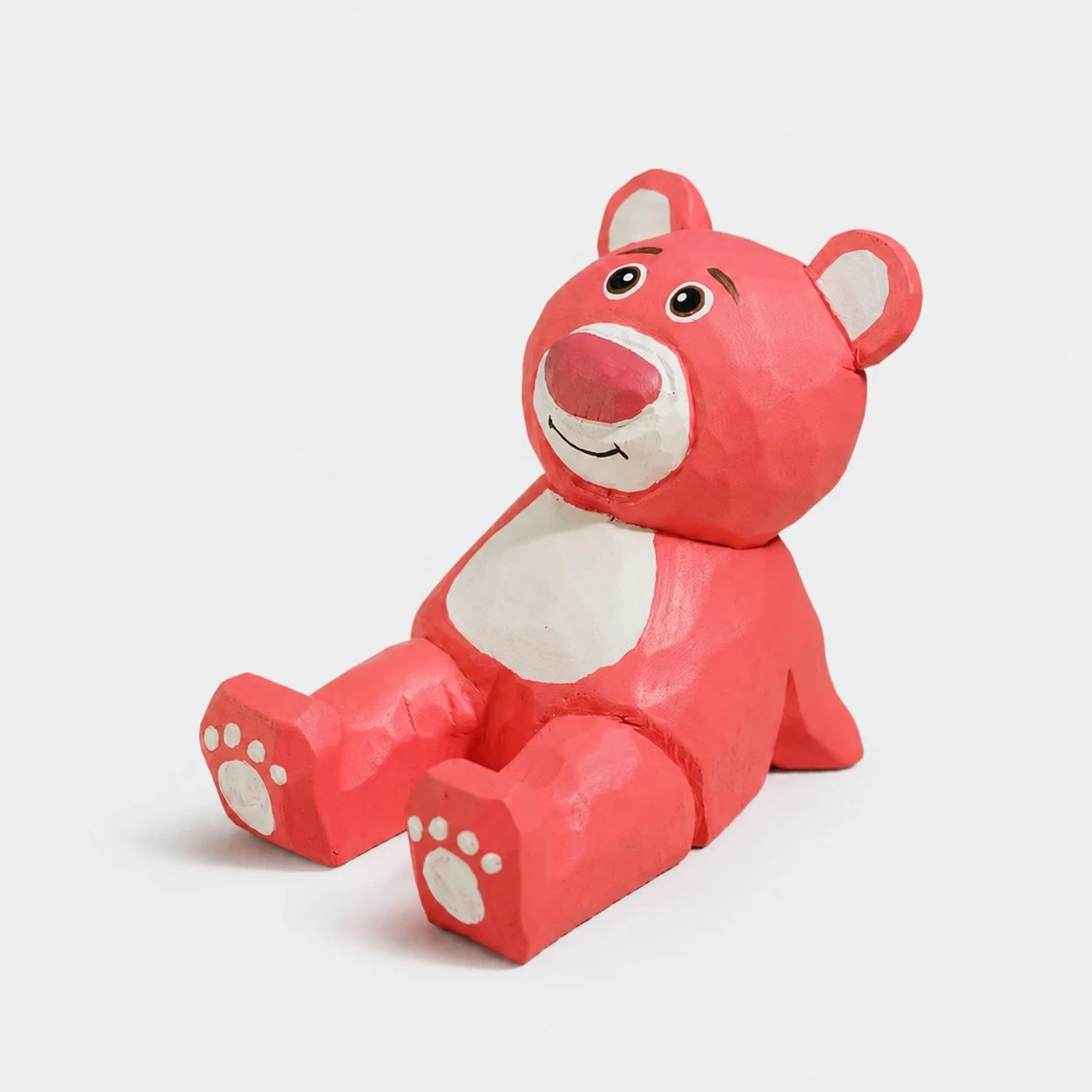Strawberry Bear Hand-Carved Wooden Animal Phone Stand