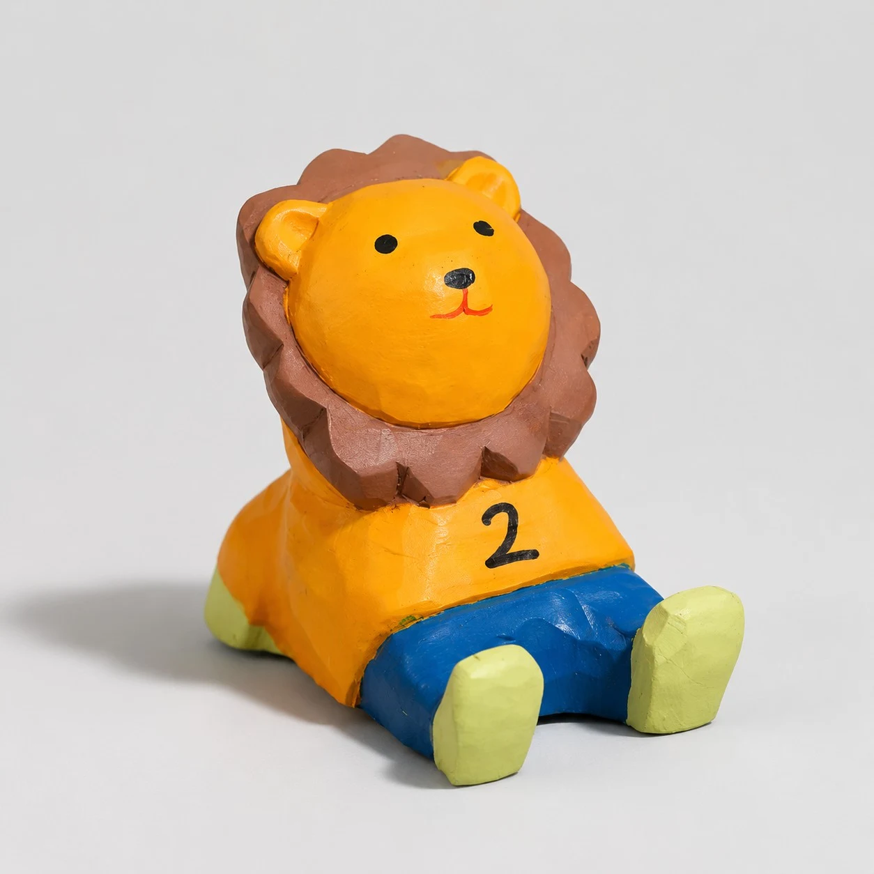 Lion No. 2 Hand-Carved Wooden Animal Phone Stand