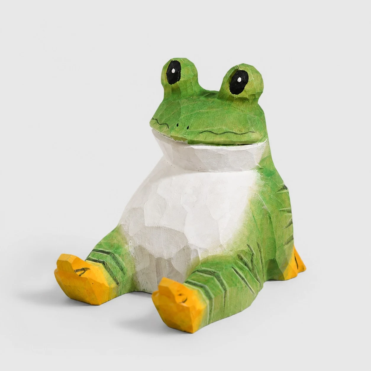 Green Frog Hand-Carved Wooden Animal Phone Stand