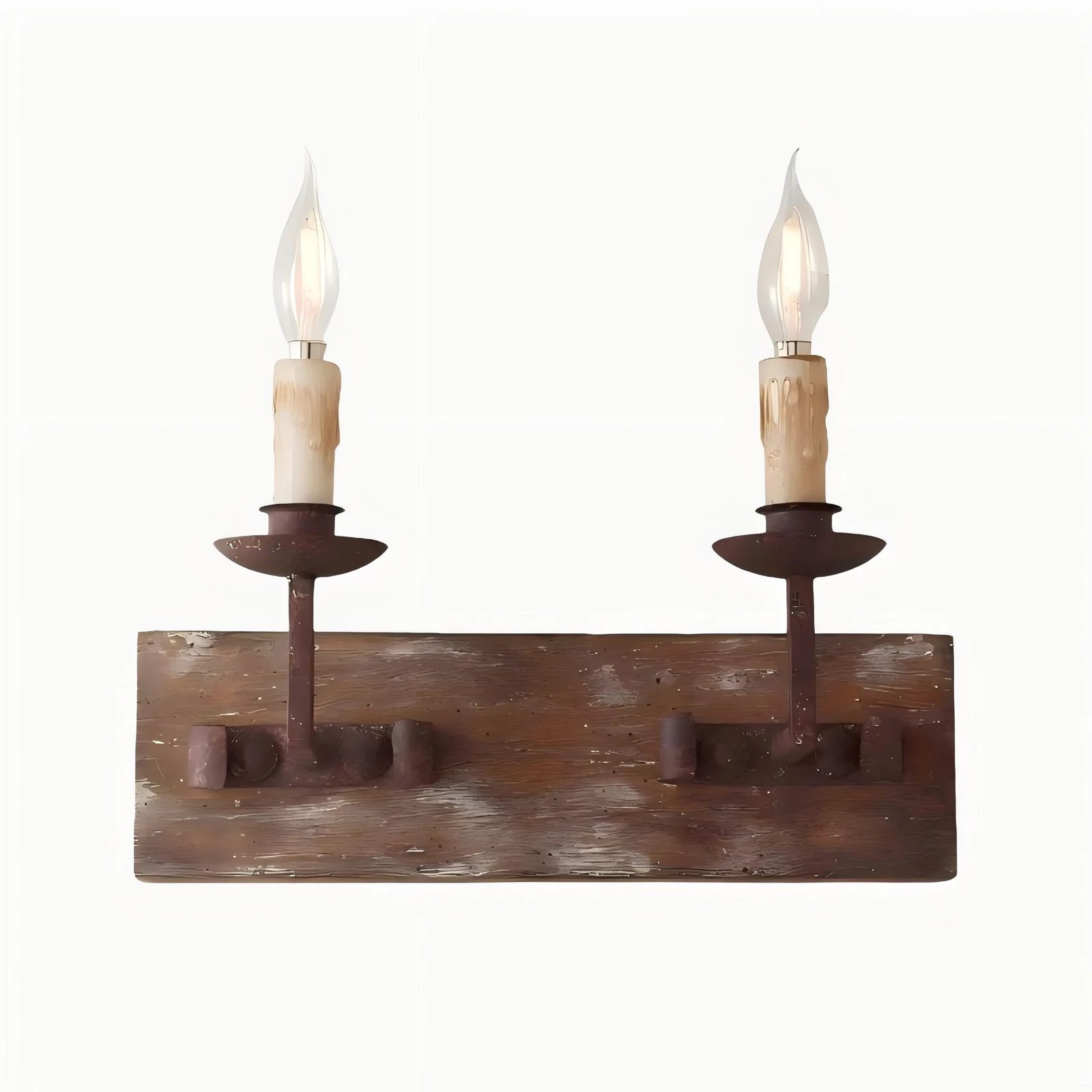 Two light rustic candle wall sconce