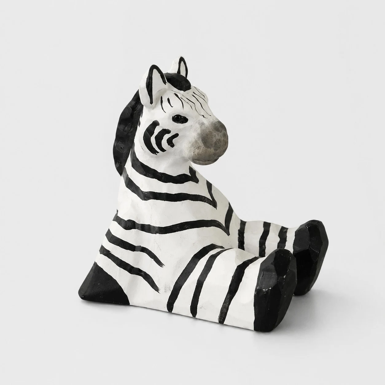 Zebra Hand-Carved Wooden Animal Phone Stand