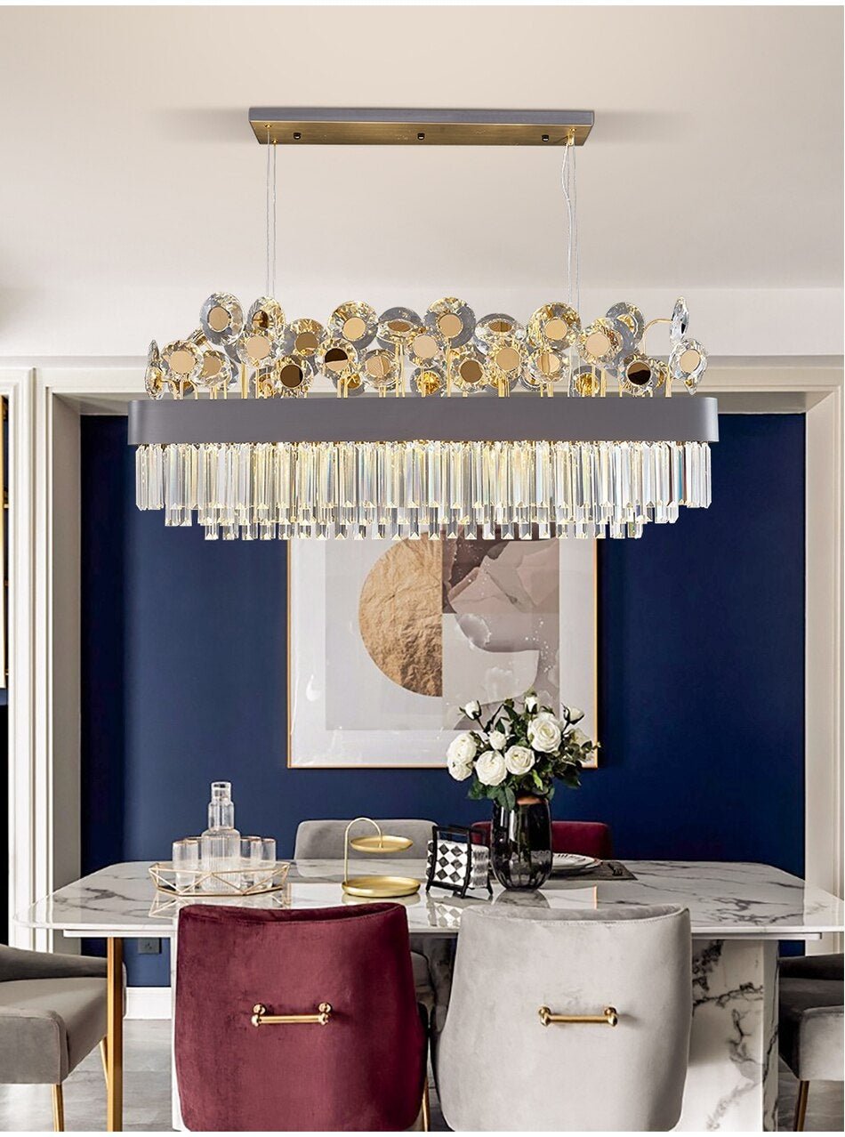 Gold/black rectangle modern chandelier