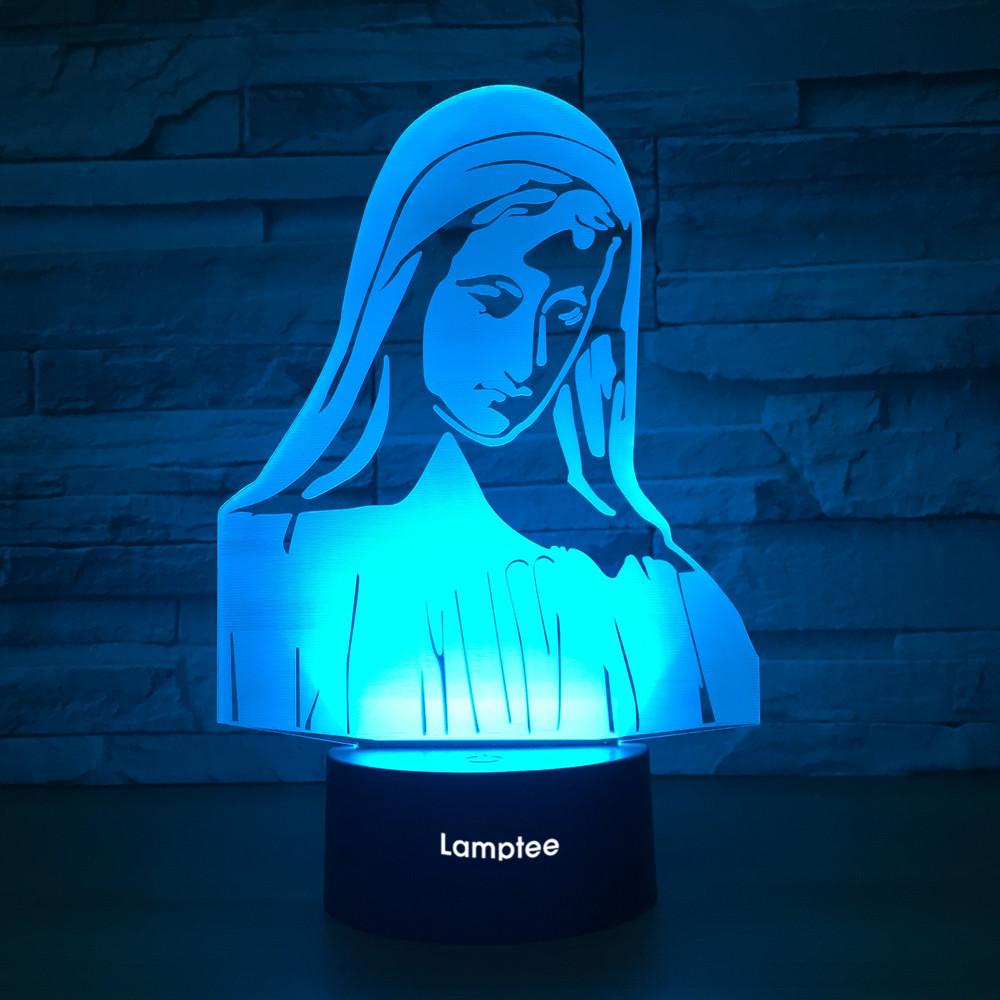 Art New Virgin Mary 3D Illusion Lamp Night Light 3DL1301