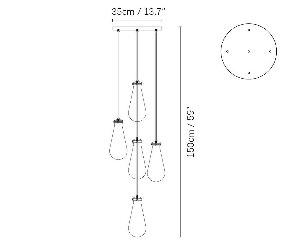 Lineární lustr Raindrop