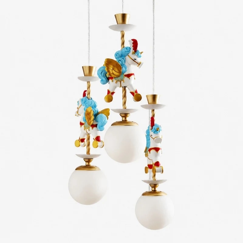 Joker - Lampadario unicorno a 3 luci SKU immagine