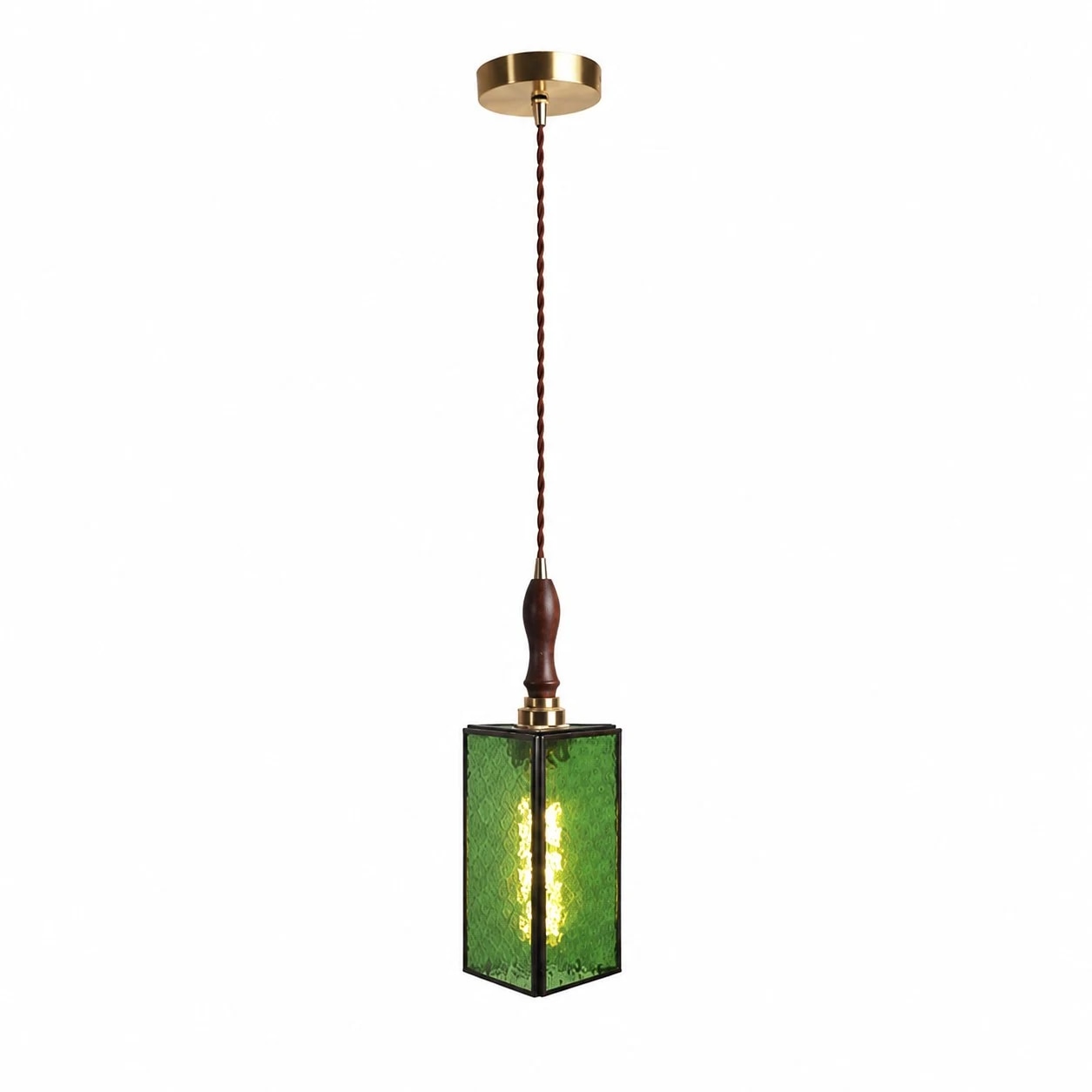 Luminária pendente de vidro verde