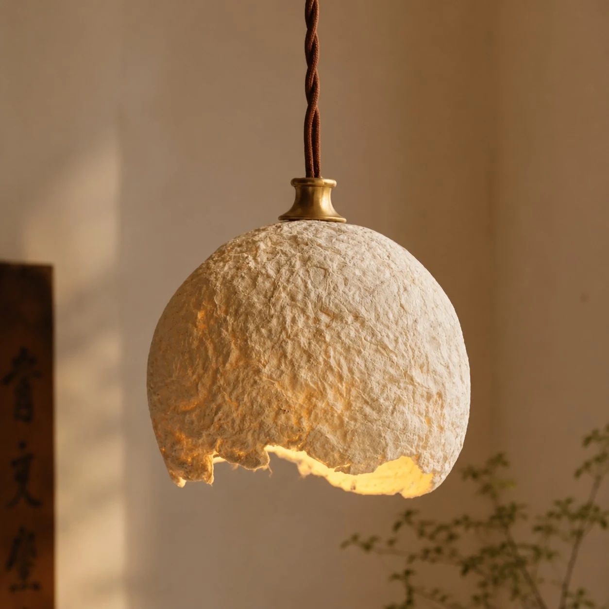 wabi-sabi riso carta di riso lampada a sospensione opzione dimensioni immagine