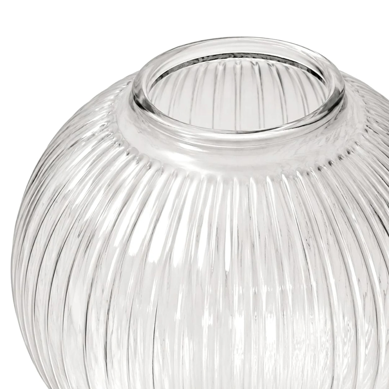 Detalhe aproximado da abertura da cúpula de vidro transparente canelado