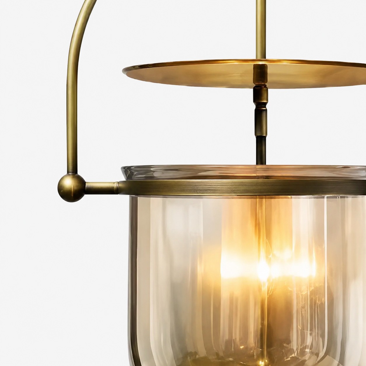 Lampadario a sospensione vintage in vetro scanalato