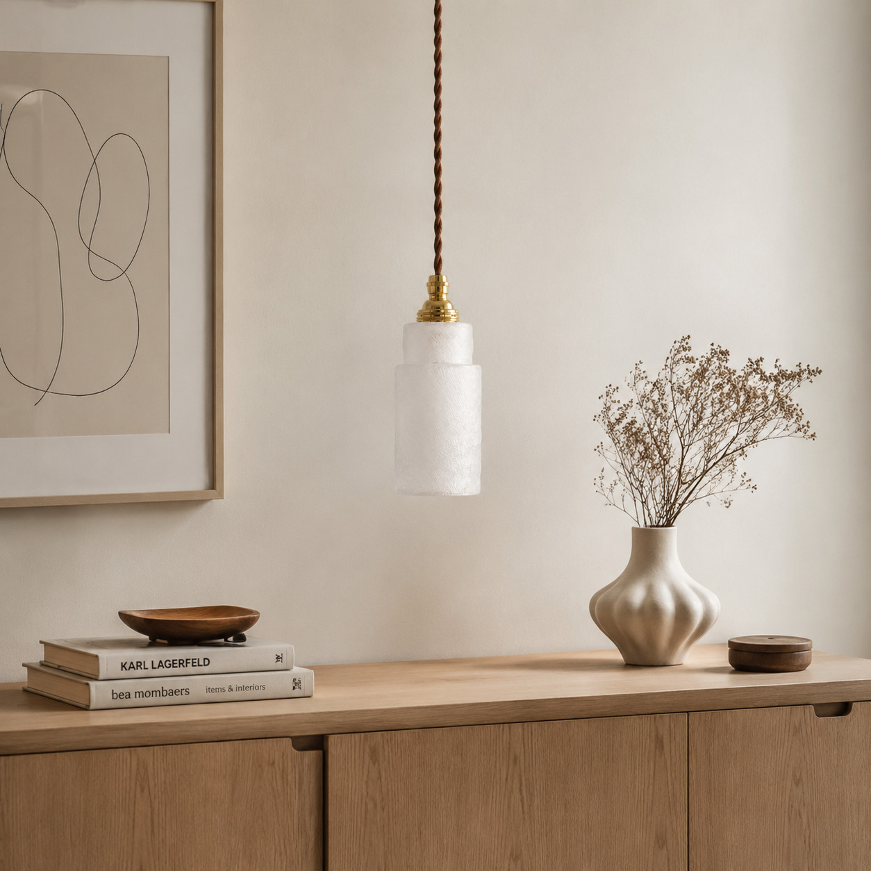 Lampada a sospensione vintage giapponese in vetro satinato