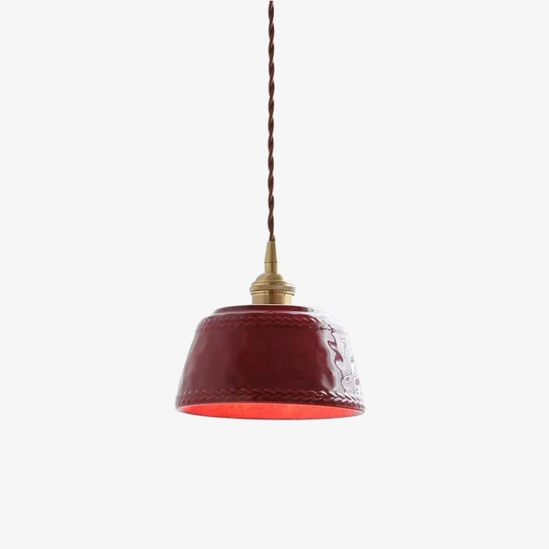 Luminária pendente de cerâmica vermelha