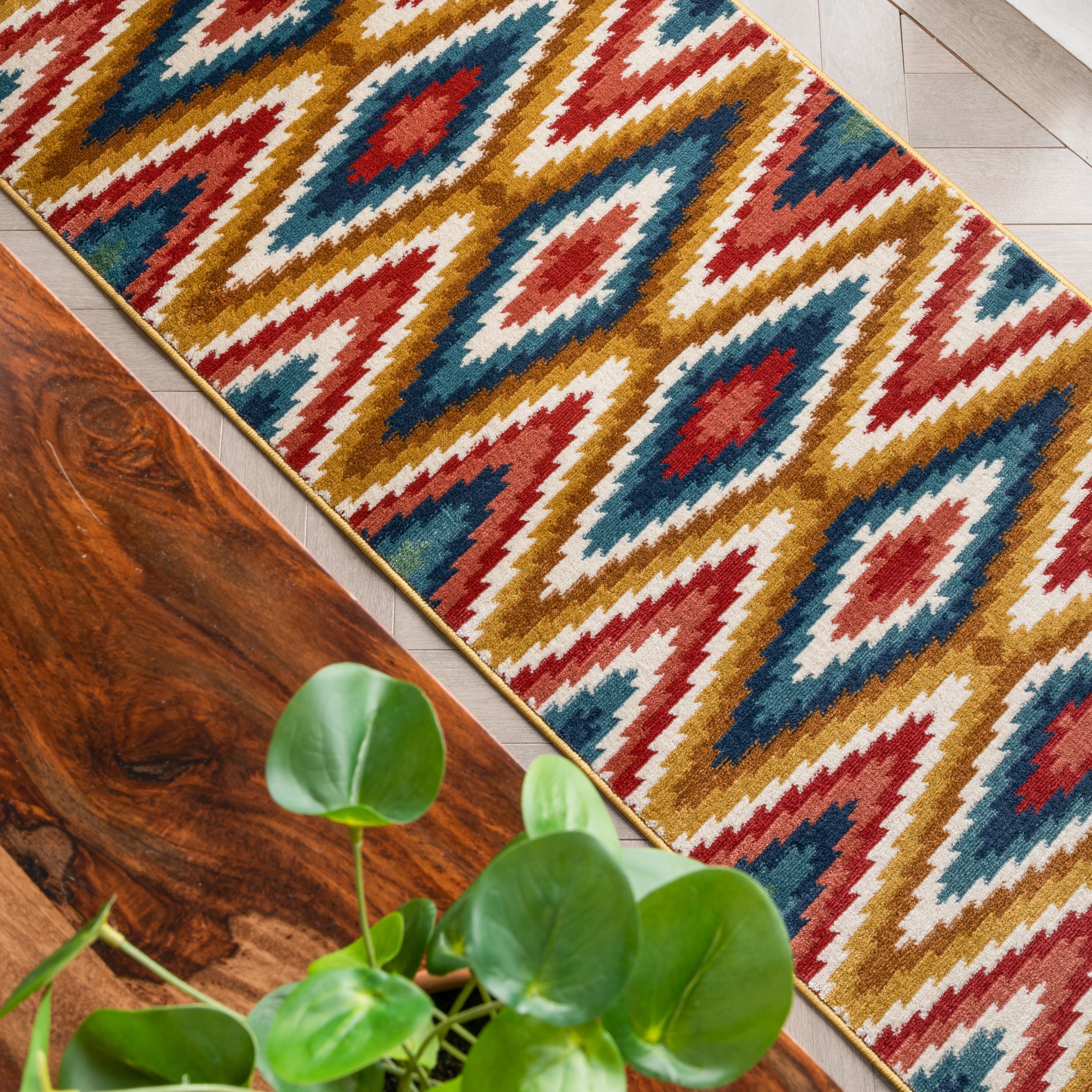 Mia Southwestern Tribal Azteken-Bohemian-Teppich in Blau