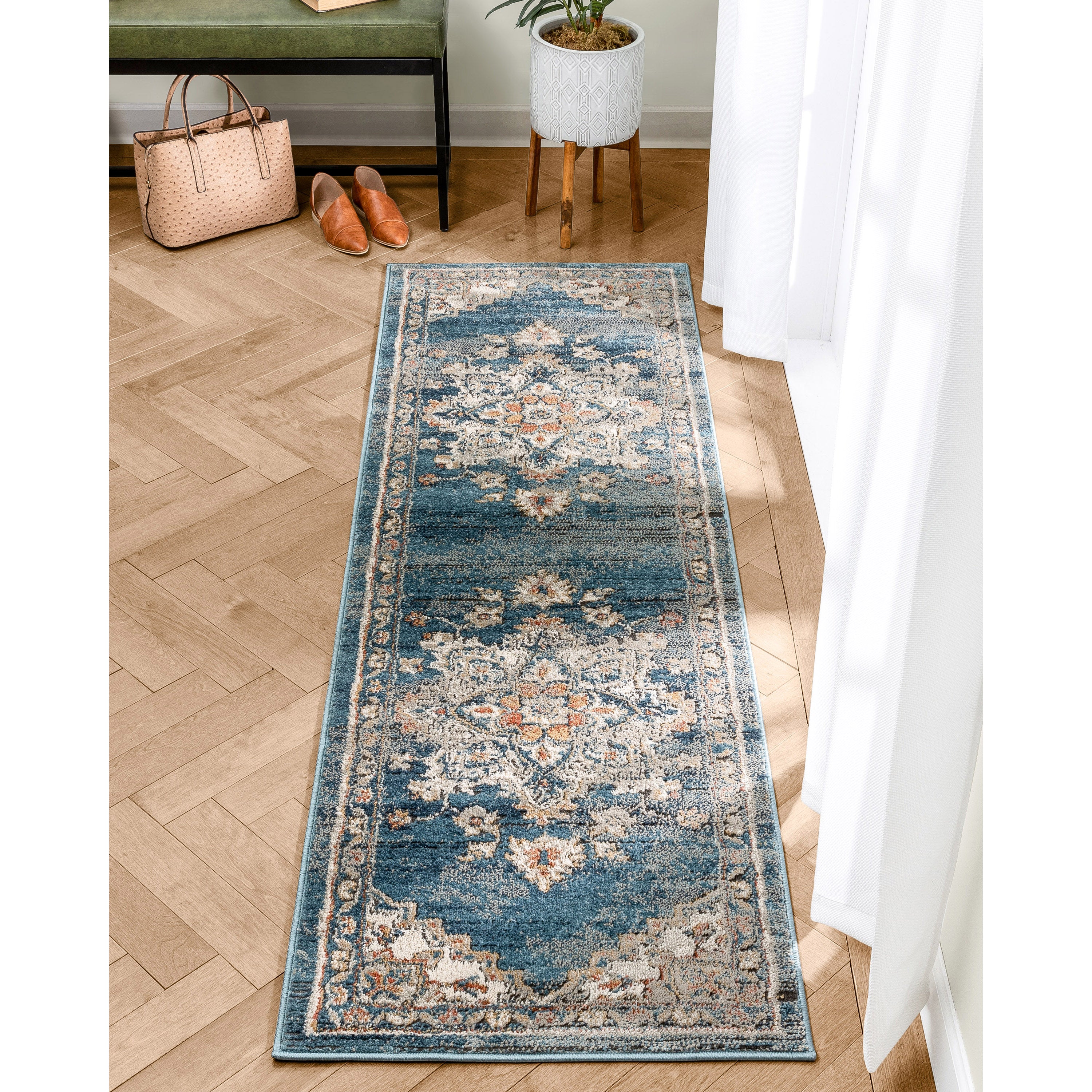 Ursula Vintage persischer orientalischer blau-schwarzer Rostteppich