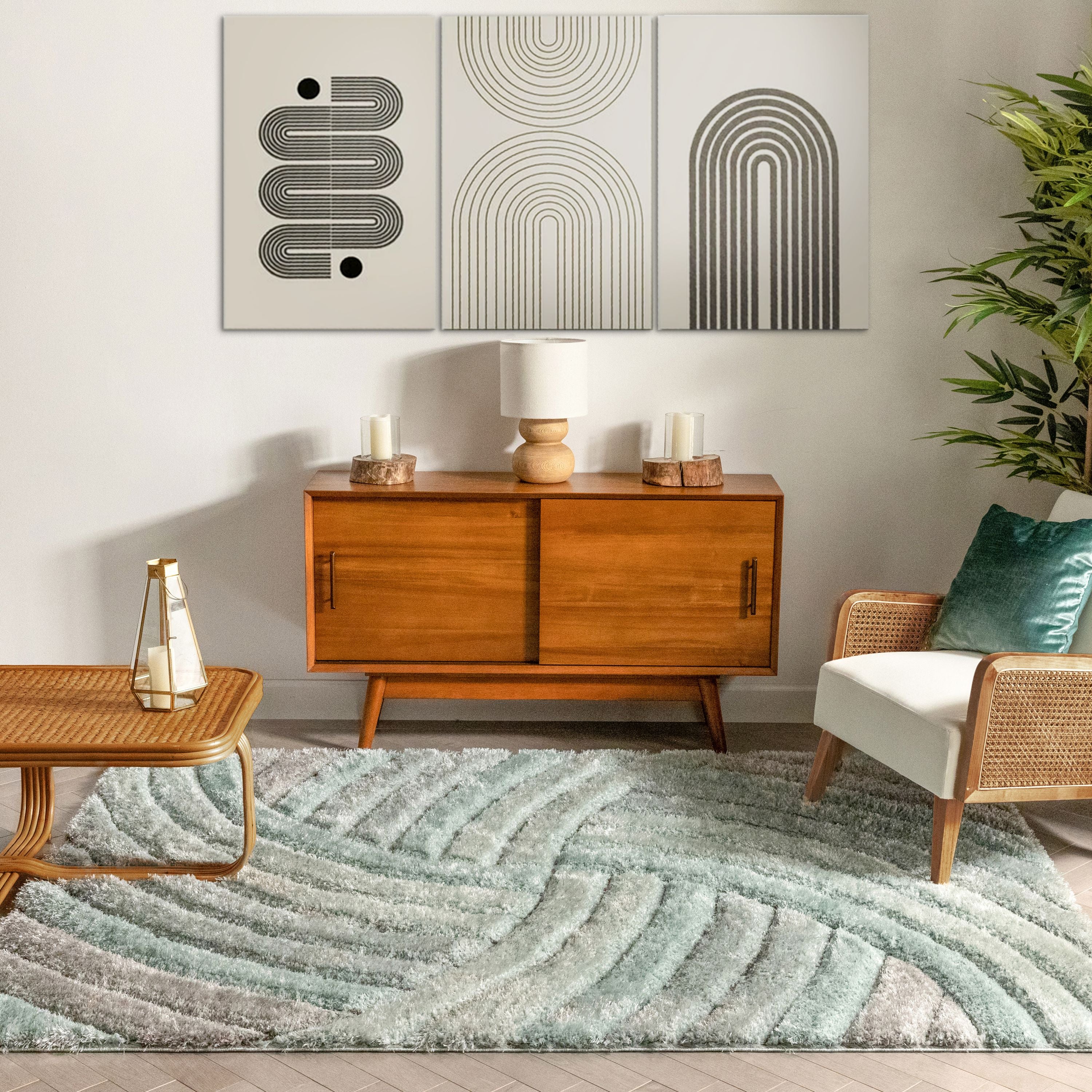 Ucci Blue Moderner Shag-Teppich mit 3D-Struktur von Chill Rugs