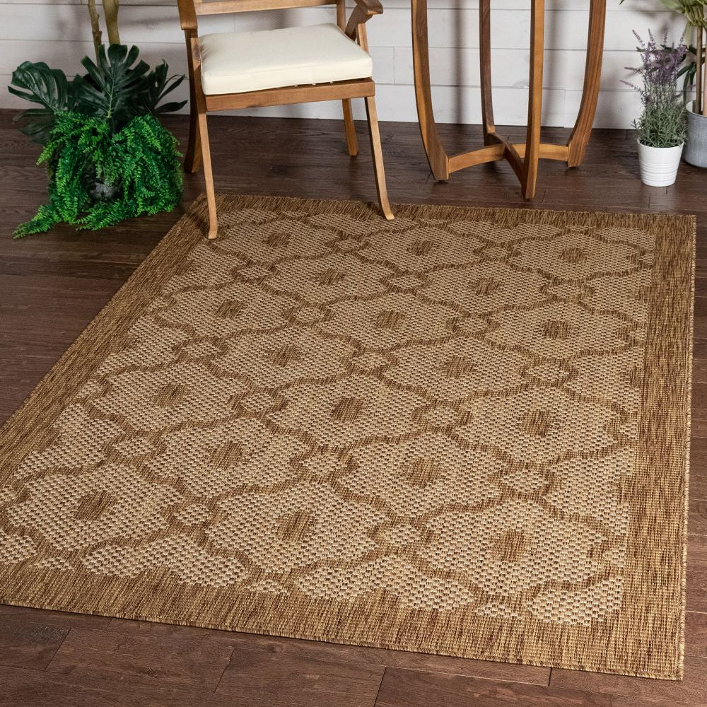 Sol Lattice Trellis Indoor Outdoor Brauner Flachgewebe-Teppich