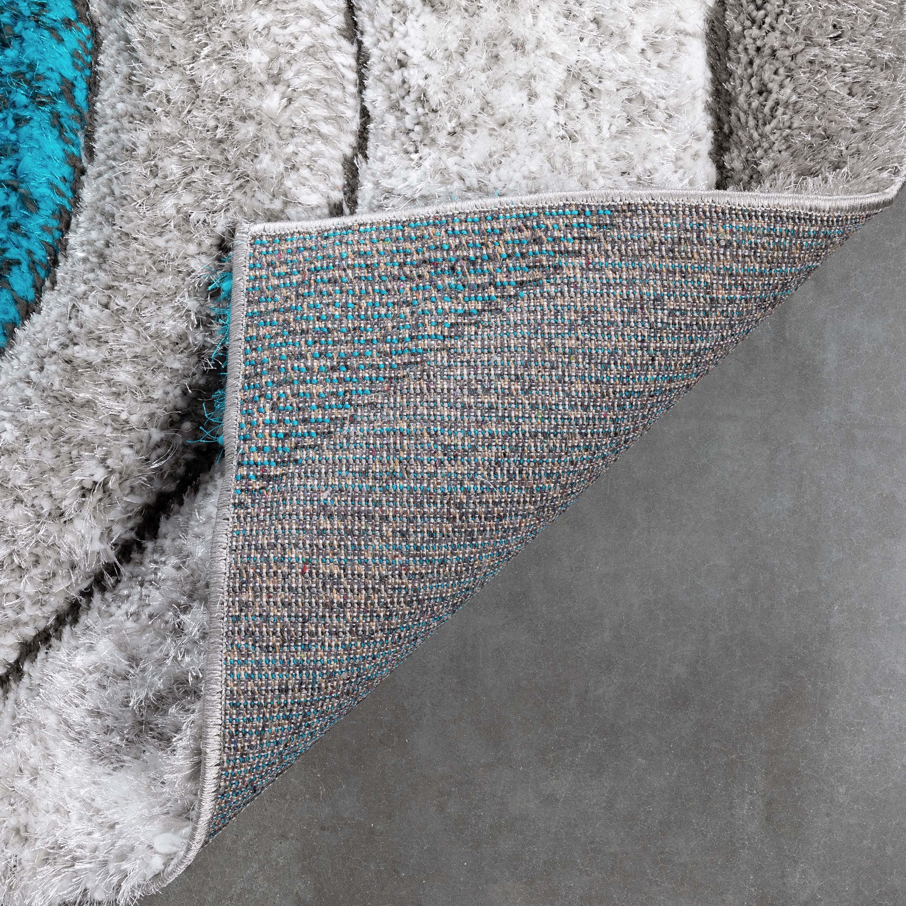Malibu Blauer moderner 3D-strukturierter Shag-Teppich