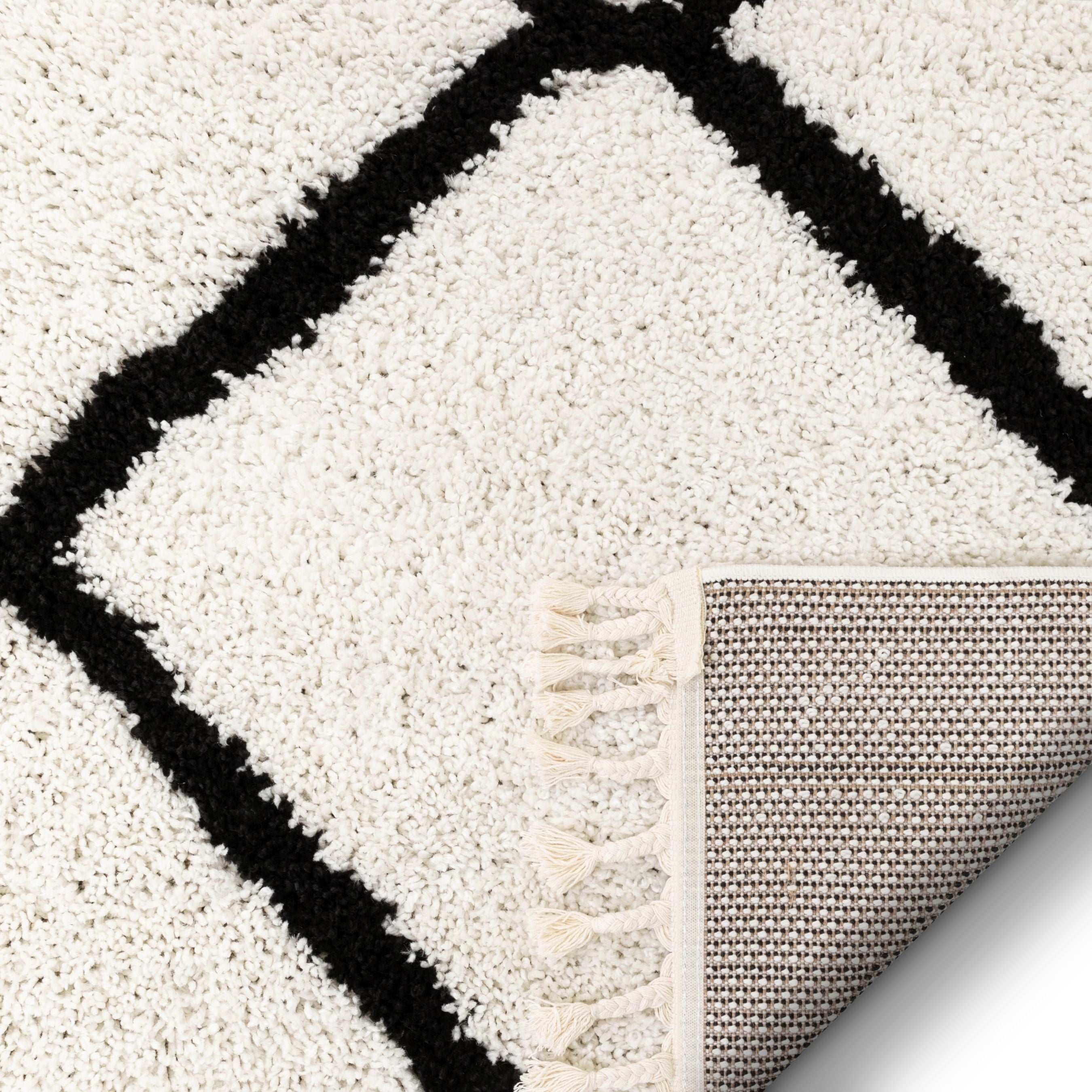 Celosia Marokkanischer Trellis Shag-Teppich in Schwarz