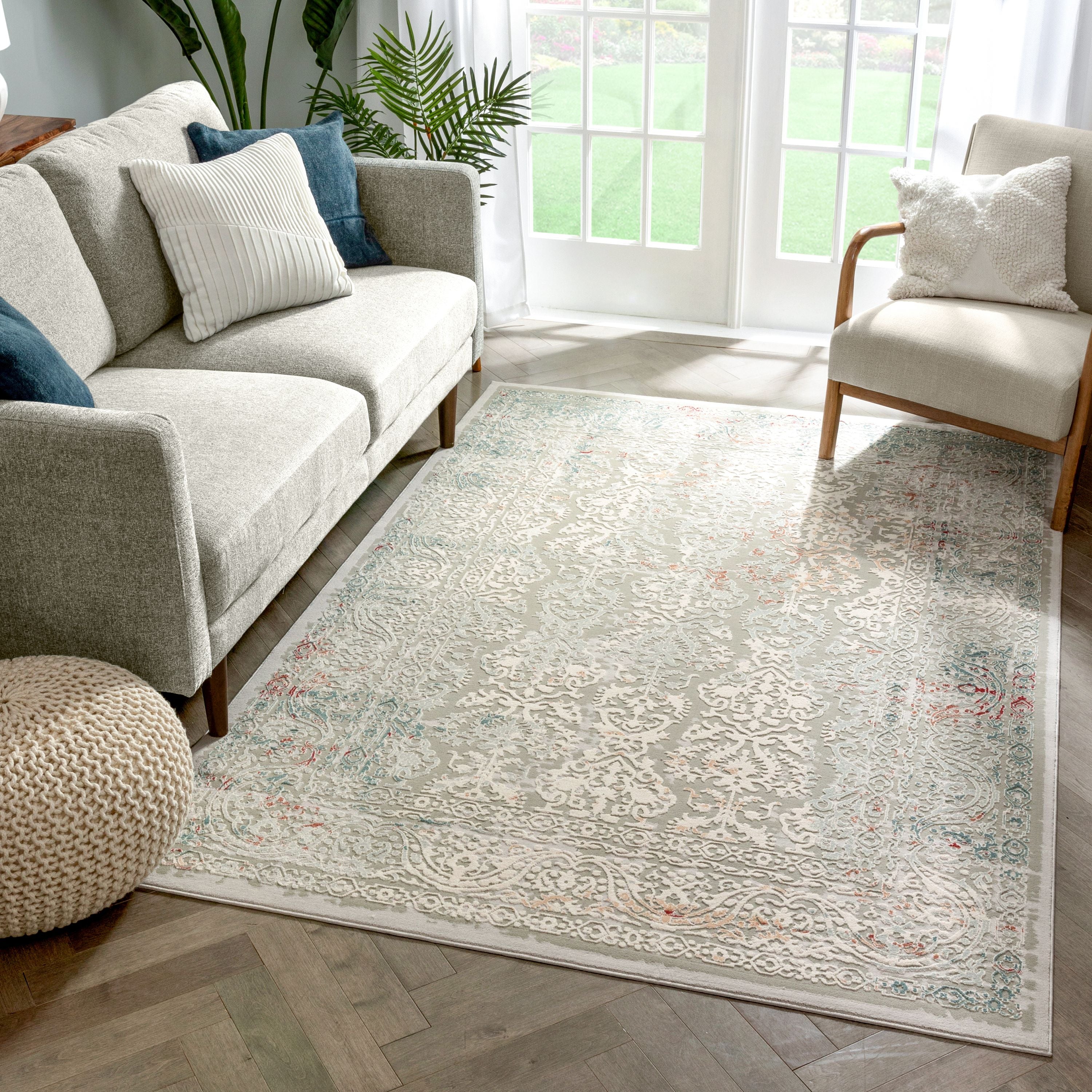 Grace Grey Vintage Perser-Orientalischer Hoch-Tief-Teppich