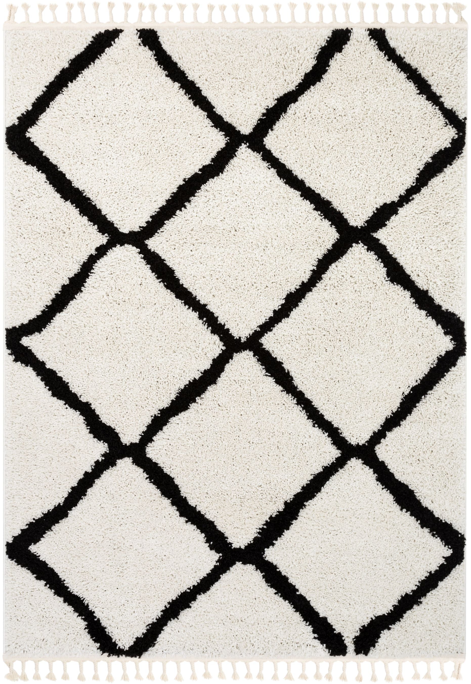 Celosia Marokkanischer Trellis Shag-Teppich in Schwarz