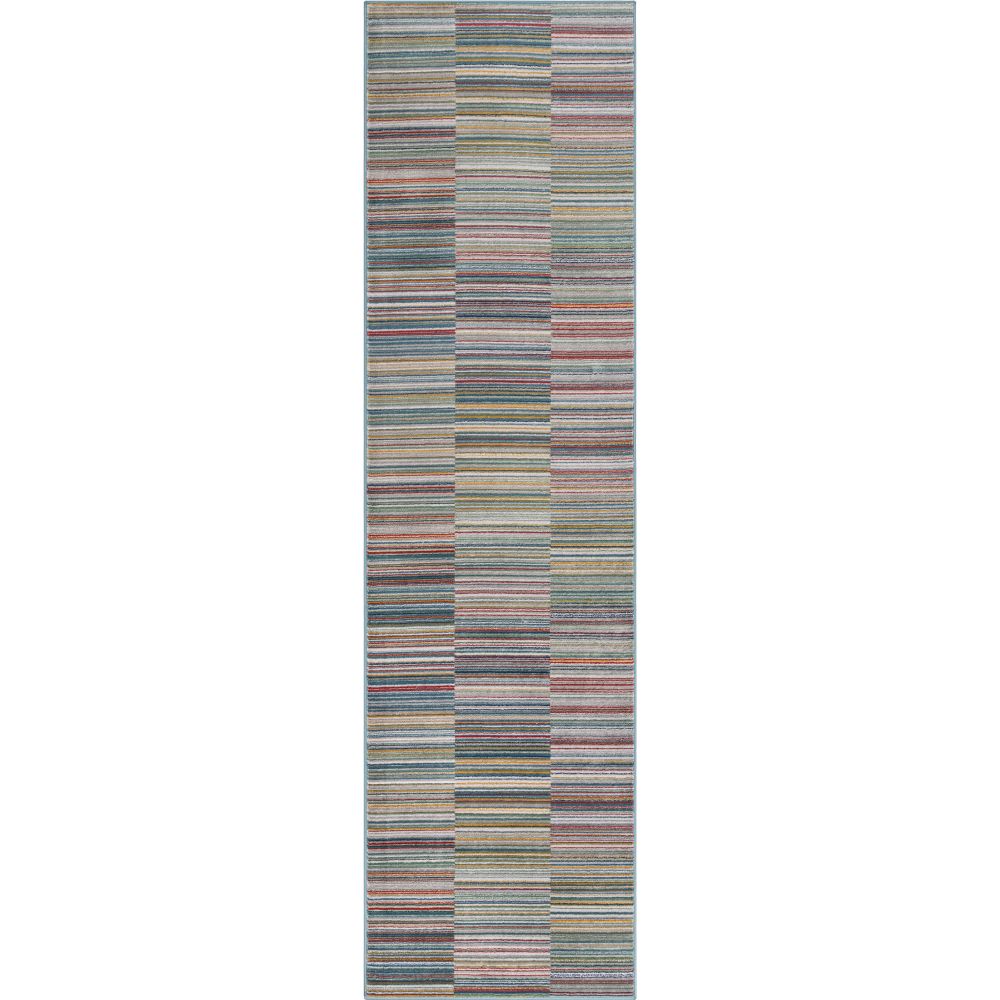 Nampa Tribal Stripes Geometrisches Muster Gr&uuml;n Blau Distressed Teppich