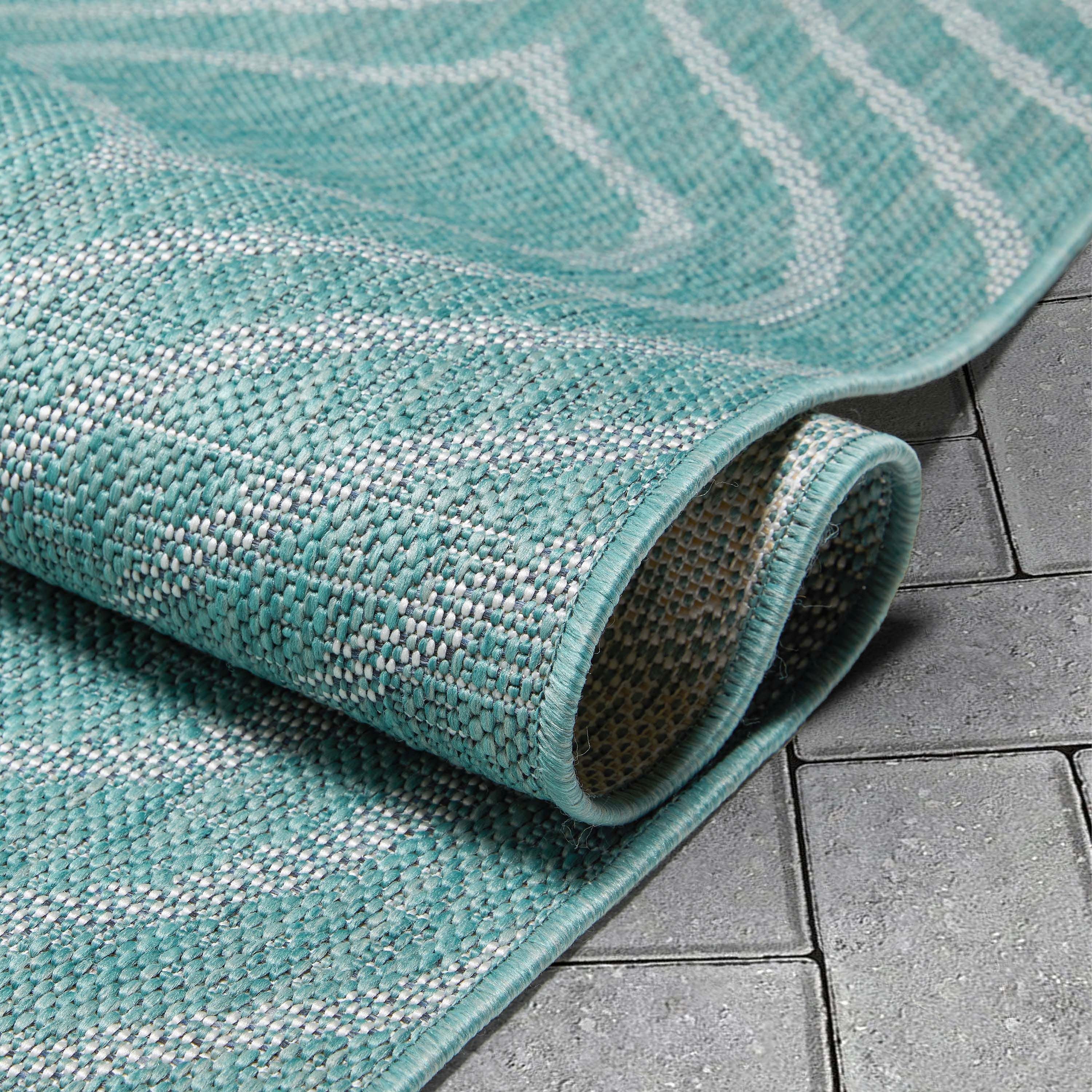 Ludo Lattice Trellis Blauer strukturierter Teppich f&uuml;r drinnen und drau&szlig;en