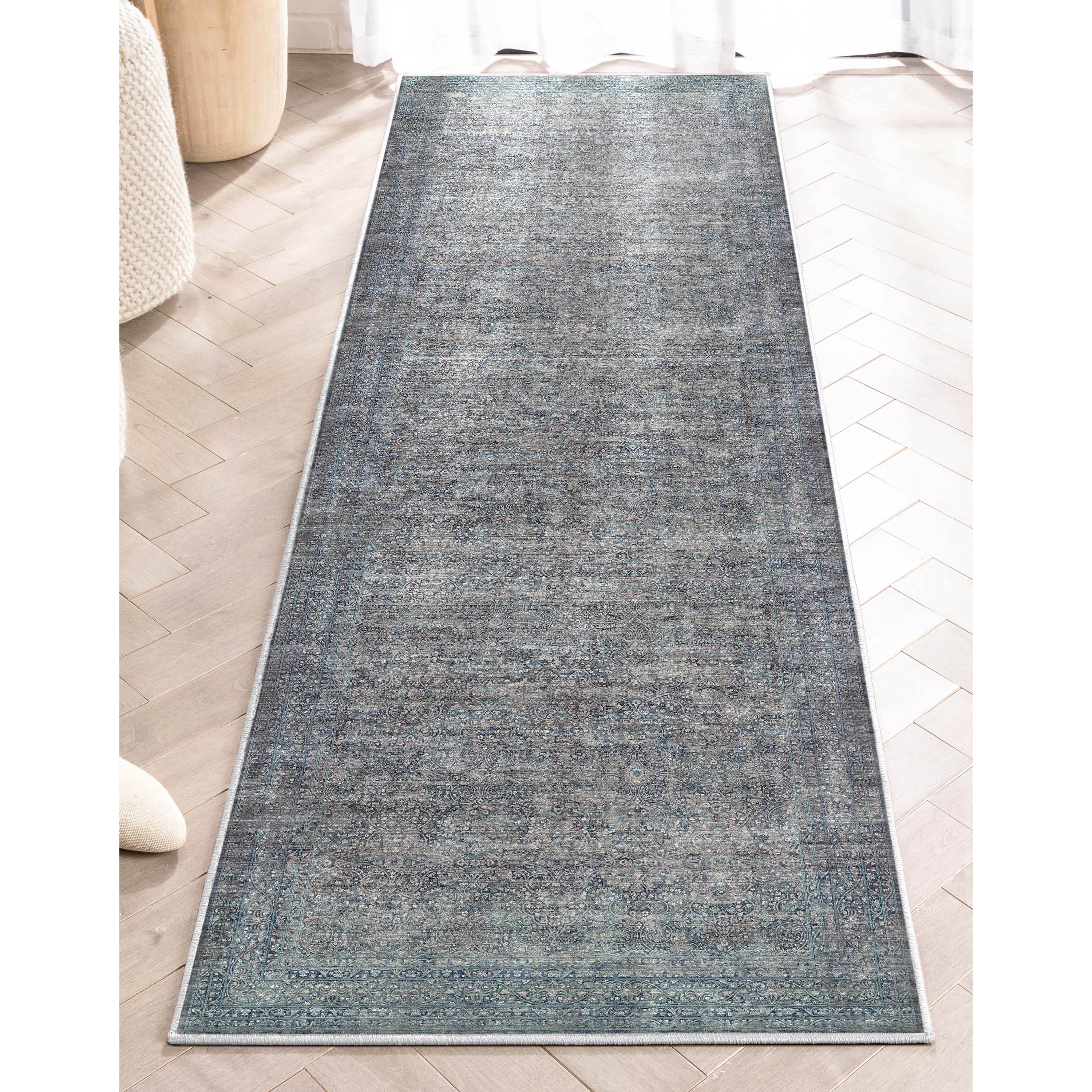 Juliette Vintage persischer orientalischer Flachgewebe-Teppich in Blau
